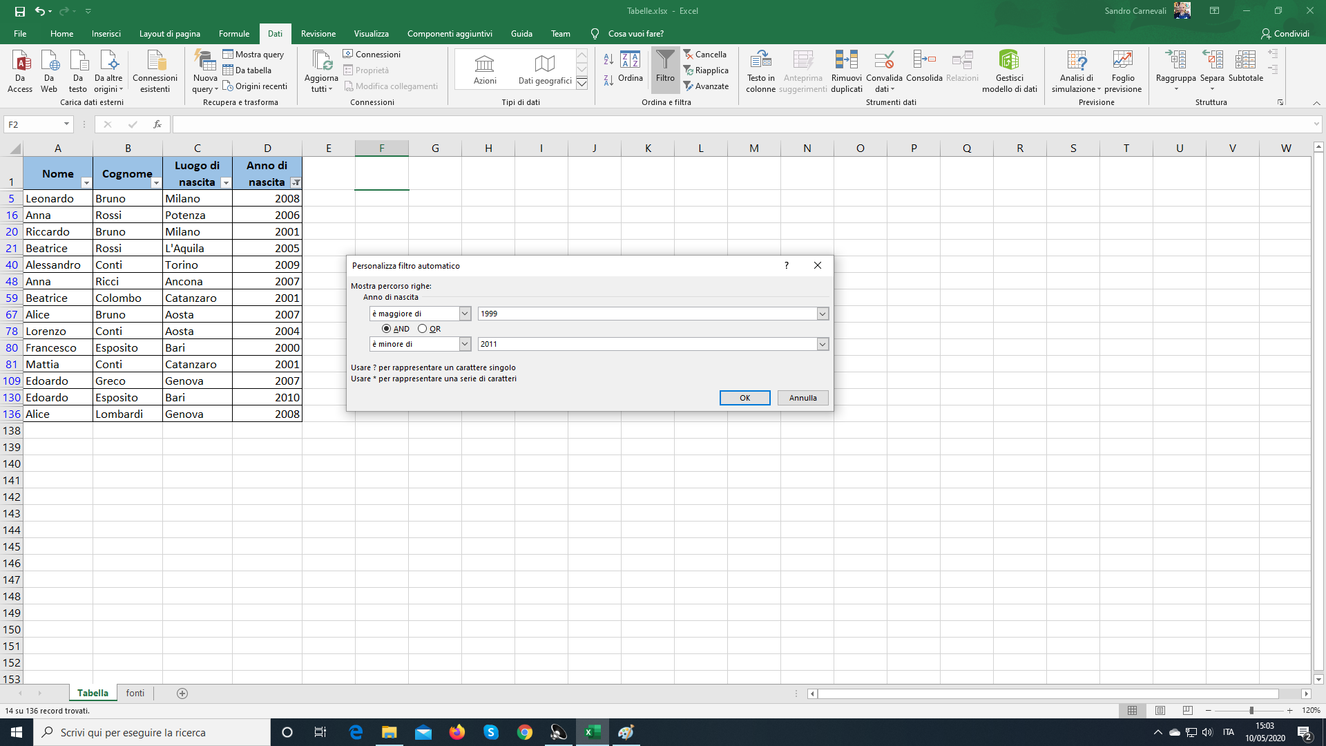 Excel ITA - Corso di Excel Lezione 2: Filtro e Ordinamento